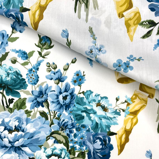 (u'Tissu Liberty Fabrics & Bridgerton - Bow bouquet bleu',)