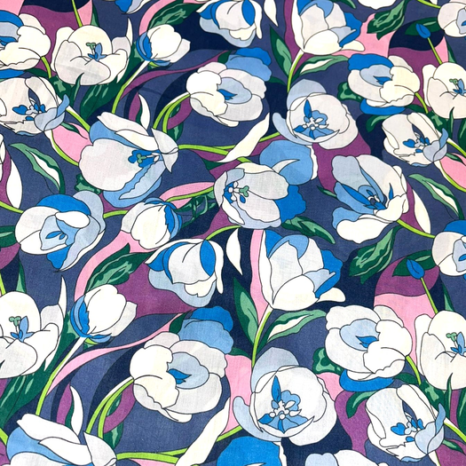 (u'Tissu Liberty Tana Lawn BIO - Alberta Tulip - Midnight',)