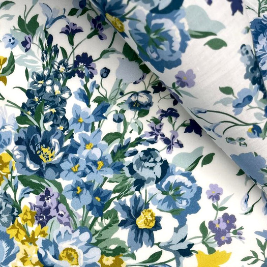 (u'Tissu Liberty Fabrics & Bridgerton - Bouquet P bleu',)